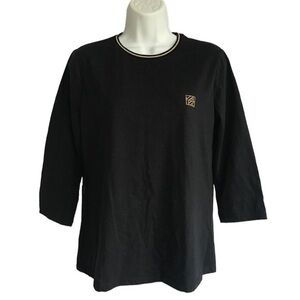 Anne Klein Sport Women's Black 3/4 Sleeve Top Size M